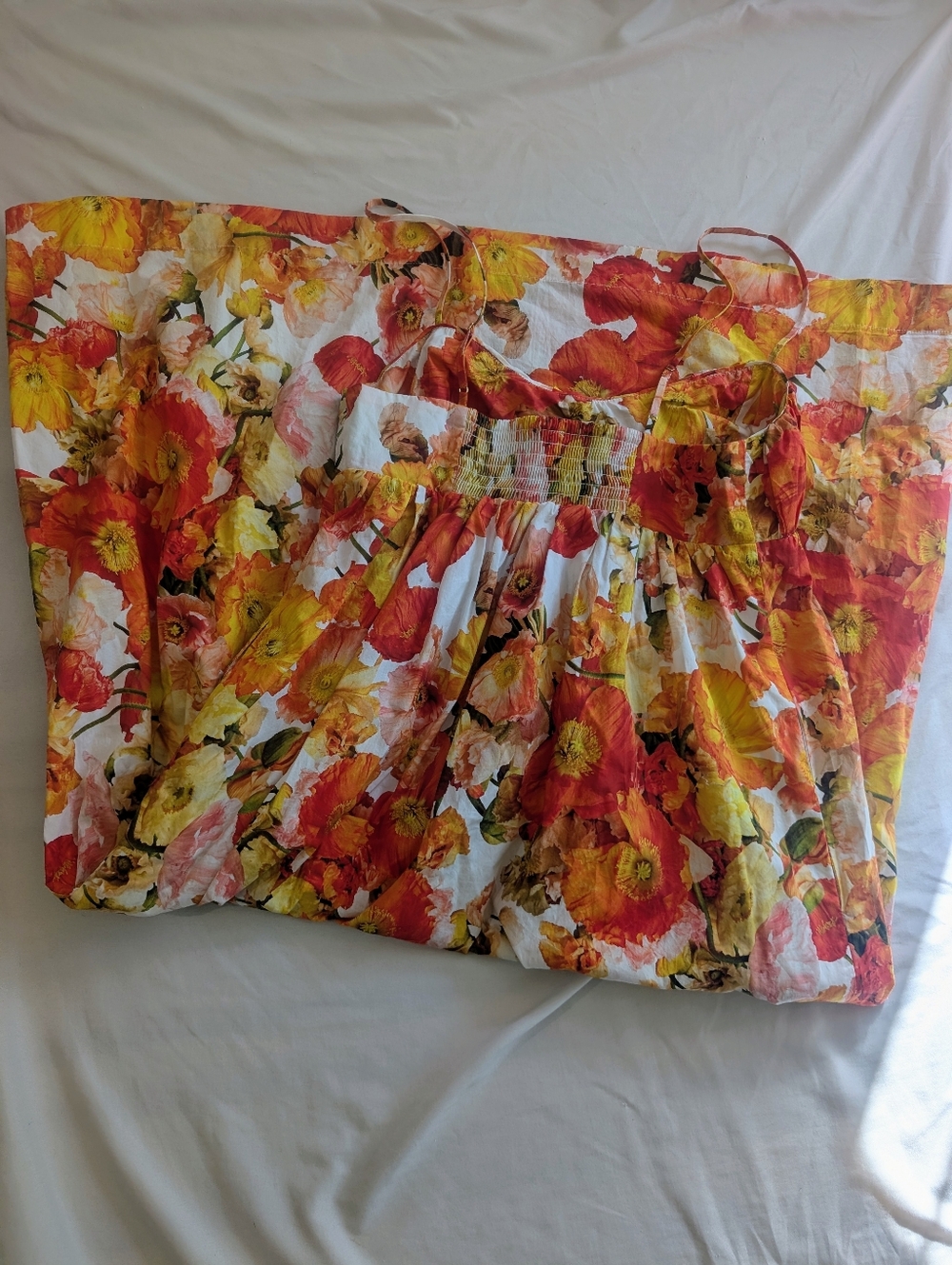 NWT J. Crew Floral Empire-Waist Midi Dress in Orange & Yellow - Picture 4 of 7